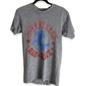 Johnny Cash Man In Black Mineral Wash Graphic Tee Small